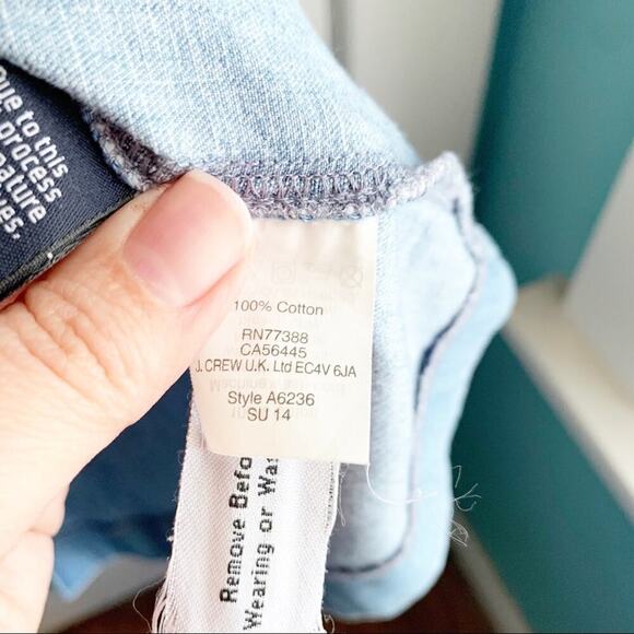 J. Crew Washed Chambray Dress Sleeveless Embroidery Classic Style 00 Hamptons - Picture 9 of 13